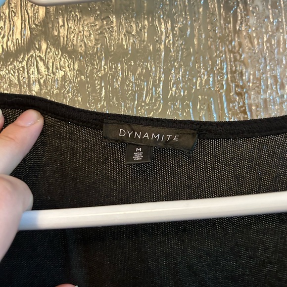 Black Longsleeve Dynamite Top With Ruched Side Detailing - Picture 6 of 7